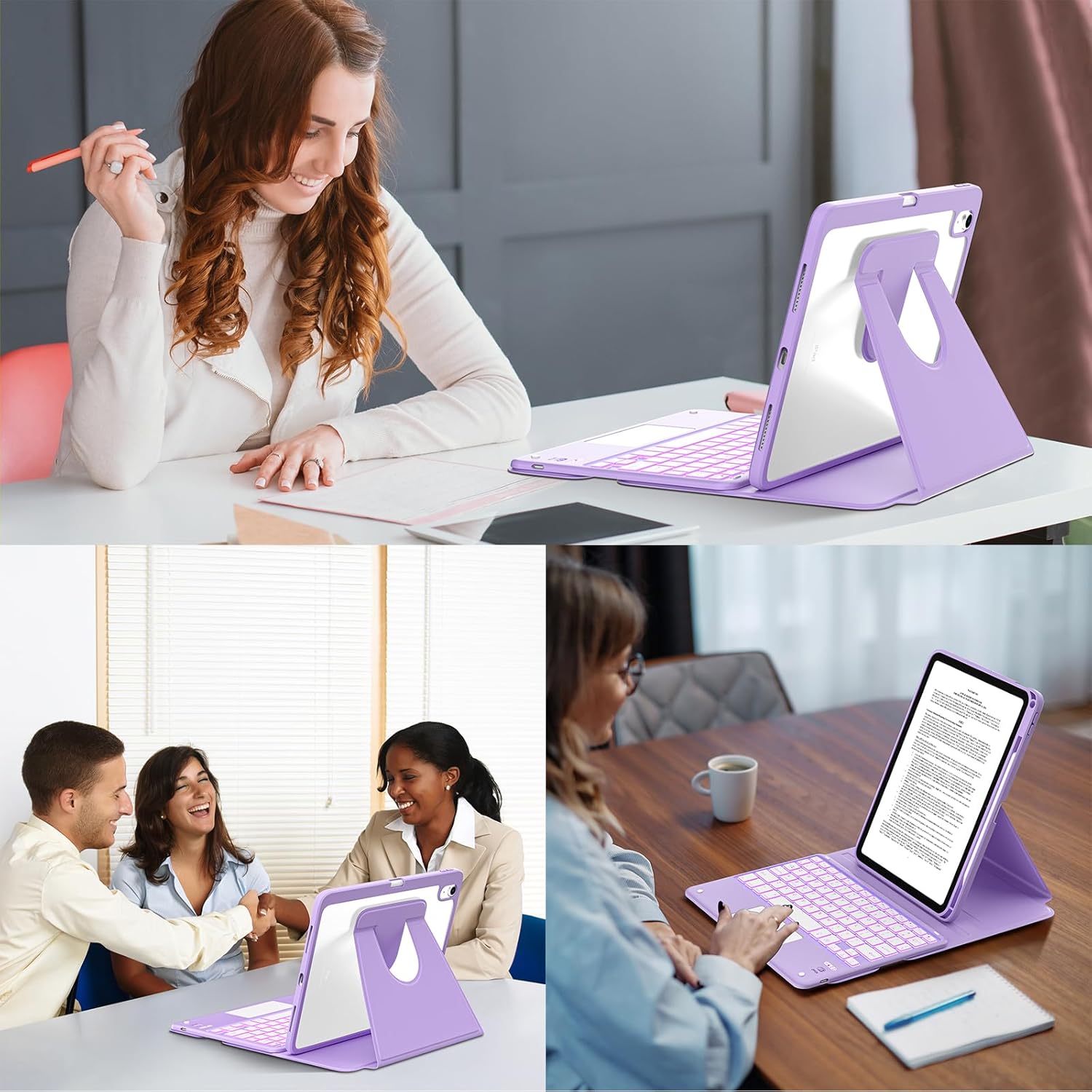 TaIYanG Touchpad for iPad A16 11th/10th Generation Case with Keyboard, 7 Color Backlit 360 Rotation Cover with Pencil Holder,Detachable Keyboard for iPad 11 inch 2025/10th Gen 10.9'' 2022 (Purple) - Image 8