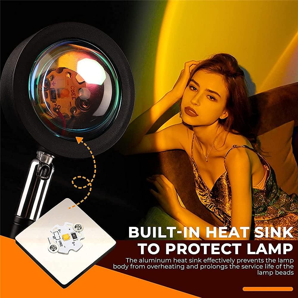YAKADE Sunset Lamp, Sunset Projection Lamp Projector Lights 16 Colors Switchable Sun lamp with 180 Degree Rotation, Sunset Light Romantic Led Light for Living Room Bedroom Floor Decor Gift Decoration