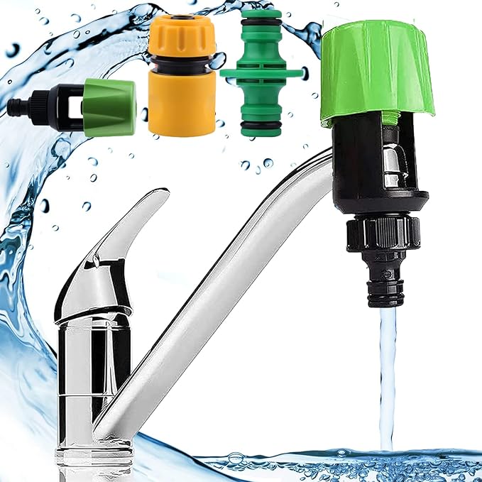 JEOPKO Hose Pipe Connector, 3Pcs Kitchen Tap Mixer Garden Universal