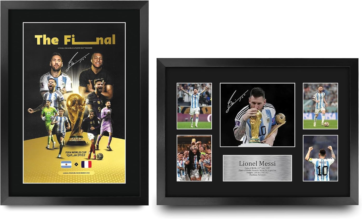 HWC Trading Messi World Cup Display & Programme Collection 16 x 12 inch Printed Memorabilia Signed Autograph Photograph Display for Soccer Fans and Supporters - 16" x 12" Framed