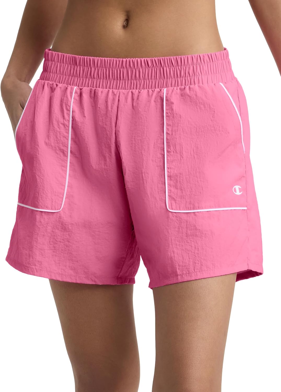 Champion Women's Courtside 5" Short with Piping, Standard Fit, Crinkle Nylon