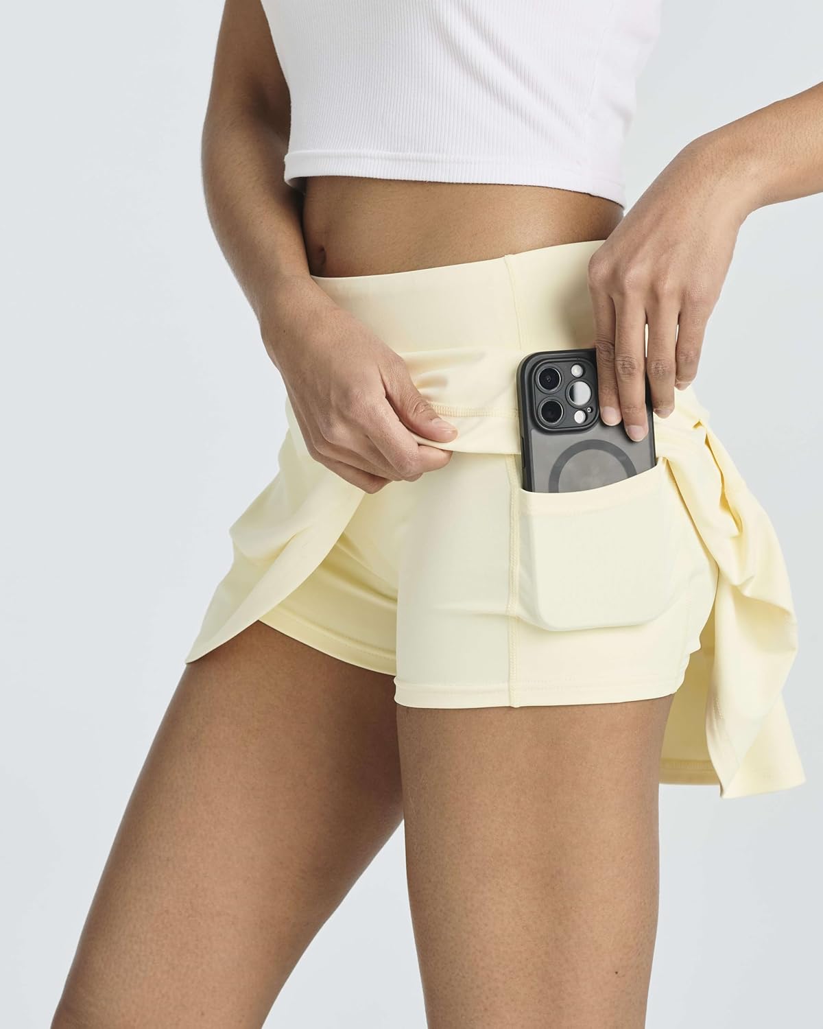 Real Essentials 3 Pack:Women's 14" Pleated Tennis Skorts Golf Skirt High Waisted Athletic Running Casual Shorts with Pockets - Image 3