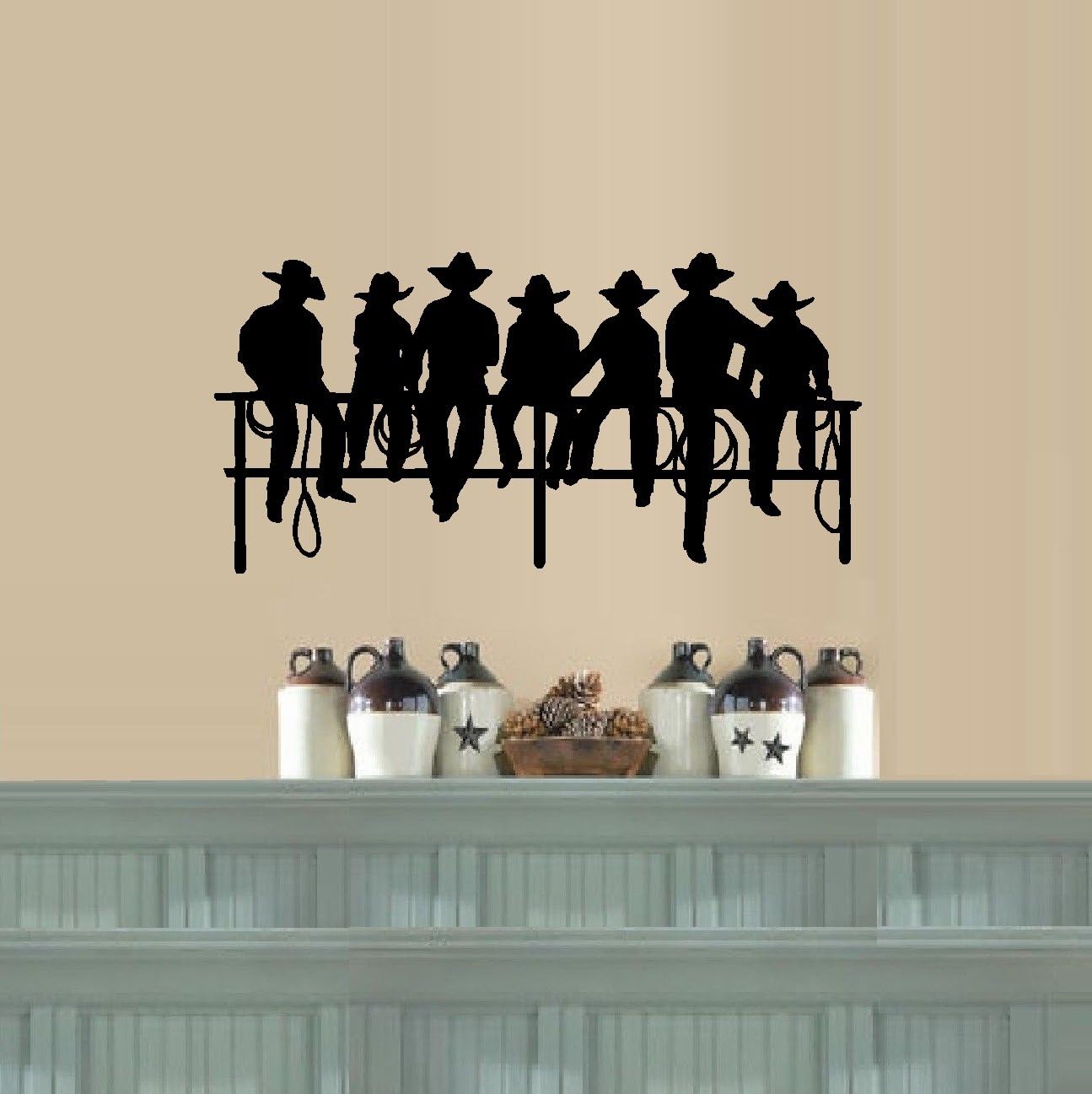 Cowboys Sitting ON Fence ~ Wall Decal, New Size 13 X 26