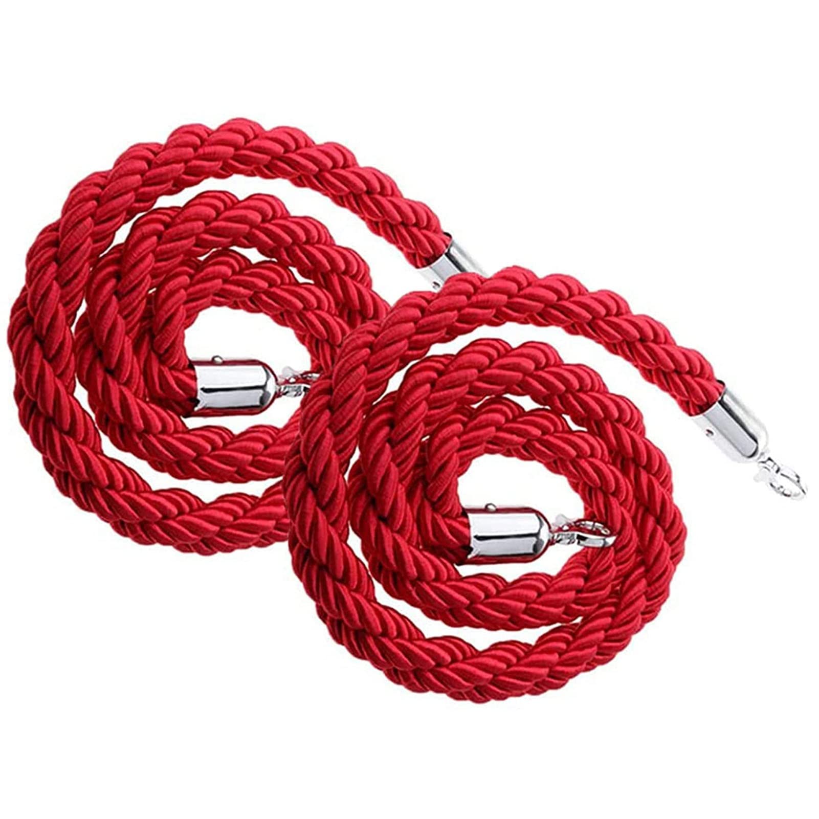 Cuerda de control de multitudes para teatros y hoteles con clips plateados de 2 piezas rojas 8