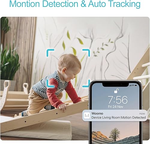Miniatura 2 de woomo Cámara de seguridad para interiores, monitor de bebé WI-FI de 2.4 G  cámara para mascotas con aplicación de teléfono, reconocimiento de IA,