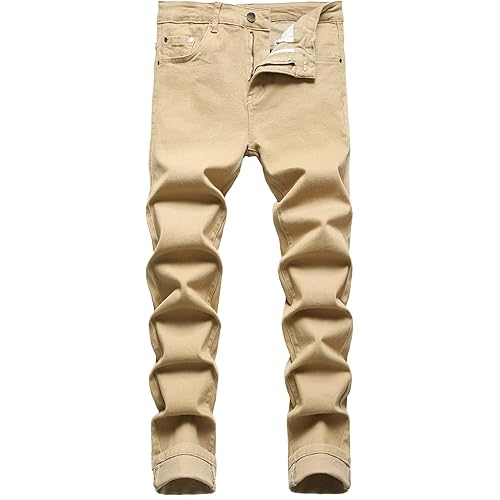 JUNBAOSS Men's Slim Fit Stretch Jeans Ripped Skinny Jeans for Men, Distressed Straight Leg Fashion Comfort Flex Waist Pants