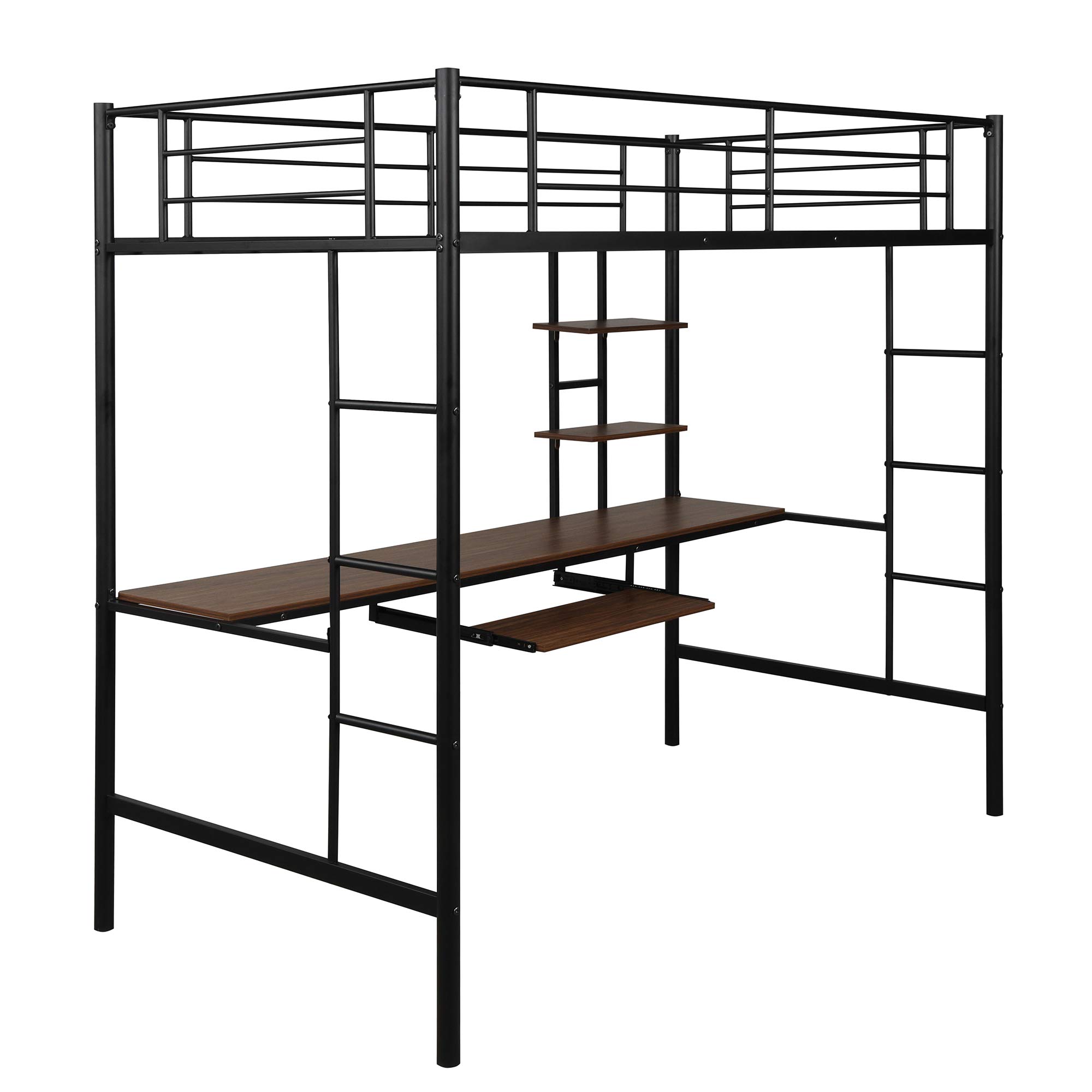 Buy Loft Bed with Desk and Shelf Space Saving Design, Loft Bed Low Study Twin Loft Bed with