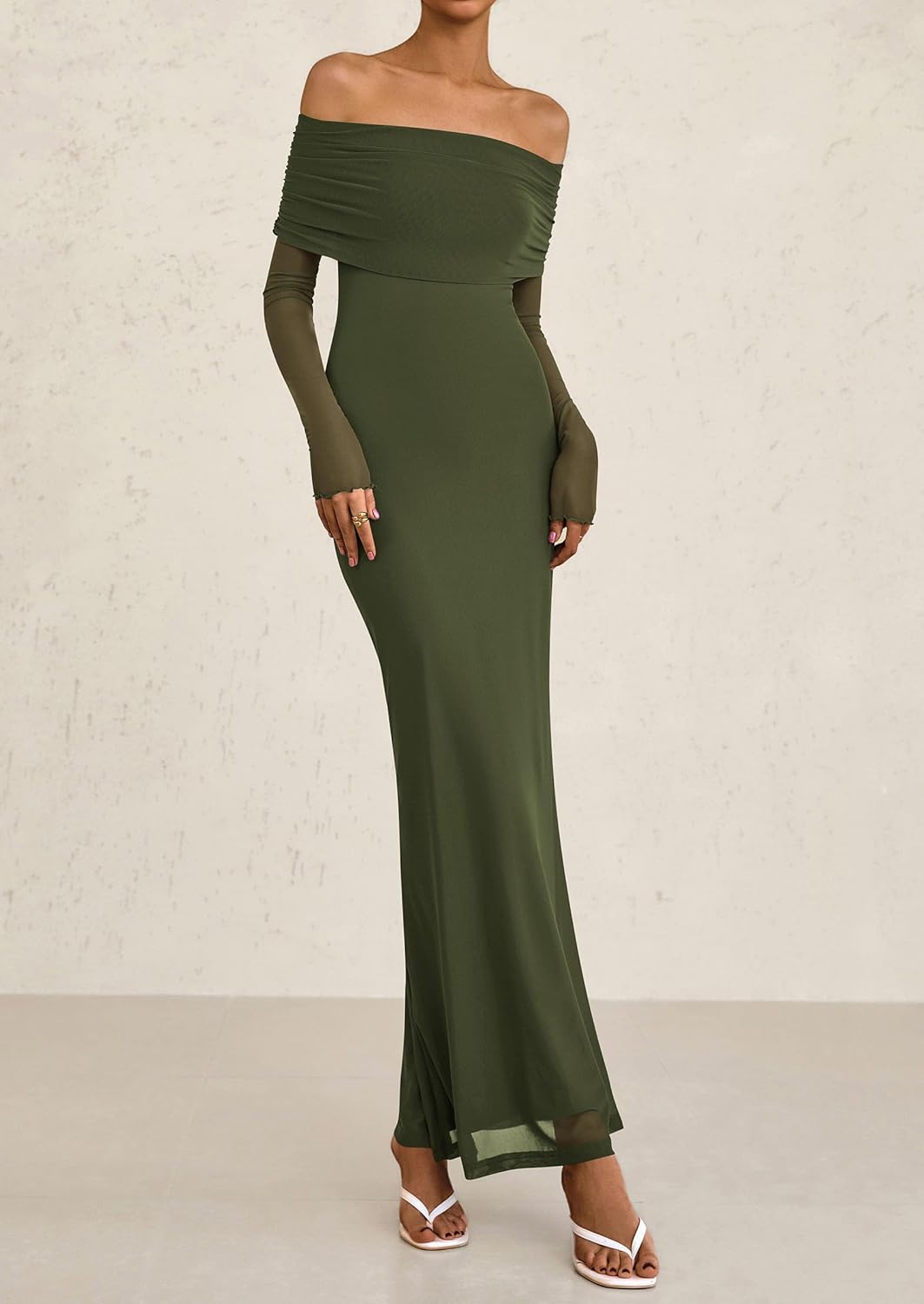 PRETTYGARDEN Fall Dresses for Women 2026 Elegant Off The Shoulder Long Sleeve Formal Wedding Guest Bodycon Maxi Dress - Image 7