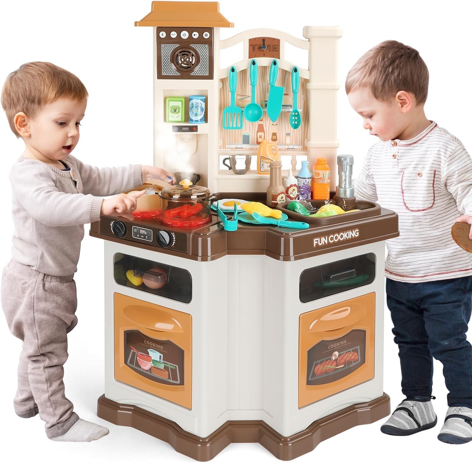 Kids Kitchen Playset with 44 PCS Accessories, Play Kitchen