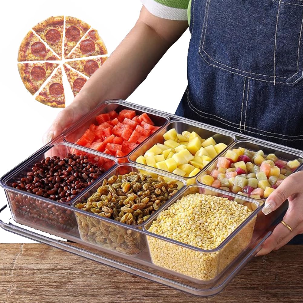 Bandeja para servir pizza con 8 compartimentos, bandeja de buffet de acero inoxidable para condimentos fríos y exhibición de alimentos, perfecta para camareros y mostradores de servicio de alimentos