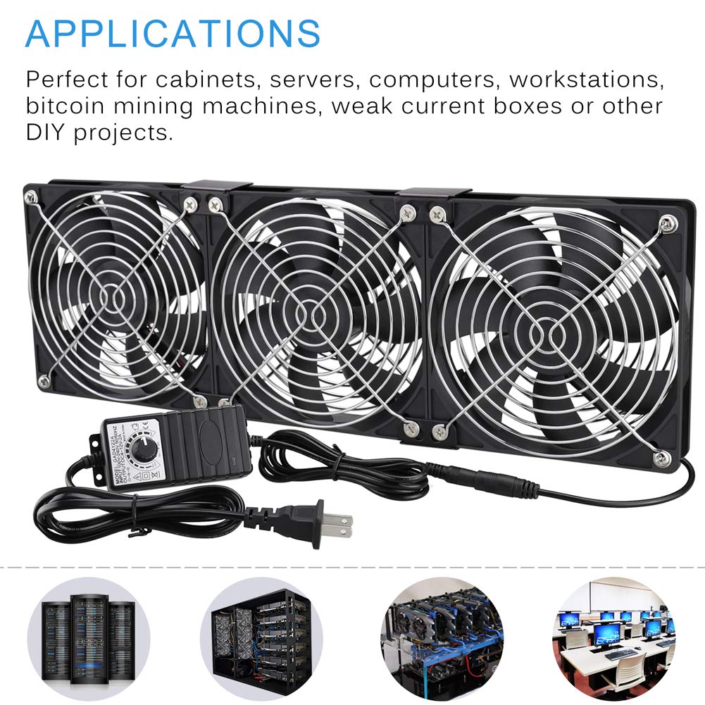 Best Cyber Deals 🔥 GDSTIME Big Airflow 3 x 120mm Fans DC 12V Powered Fan with AC 110V - 240V Speed Control, Cabinet Chassis Cooling Fan, Server Workstation Cooling Fan