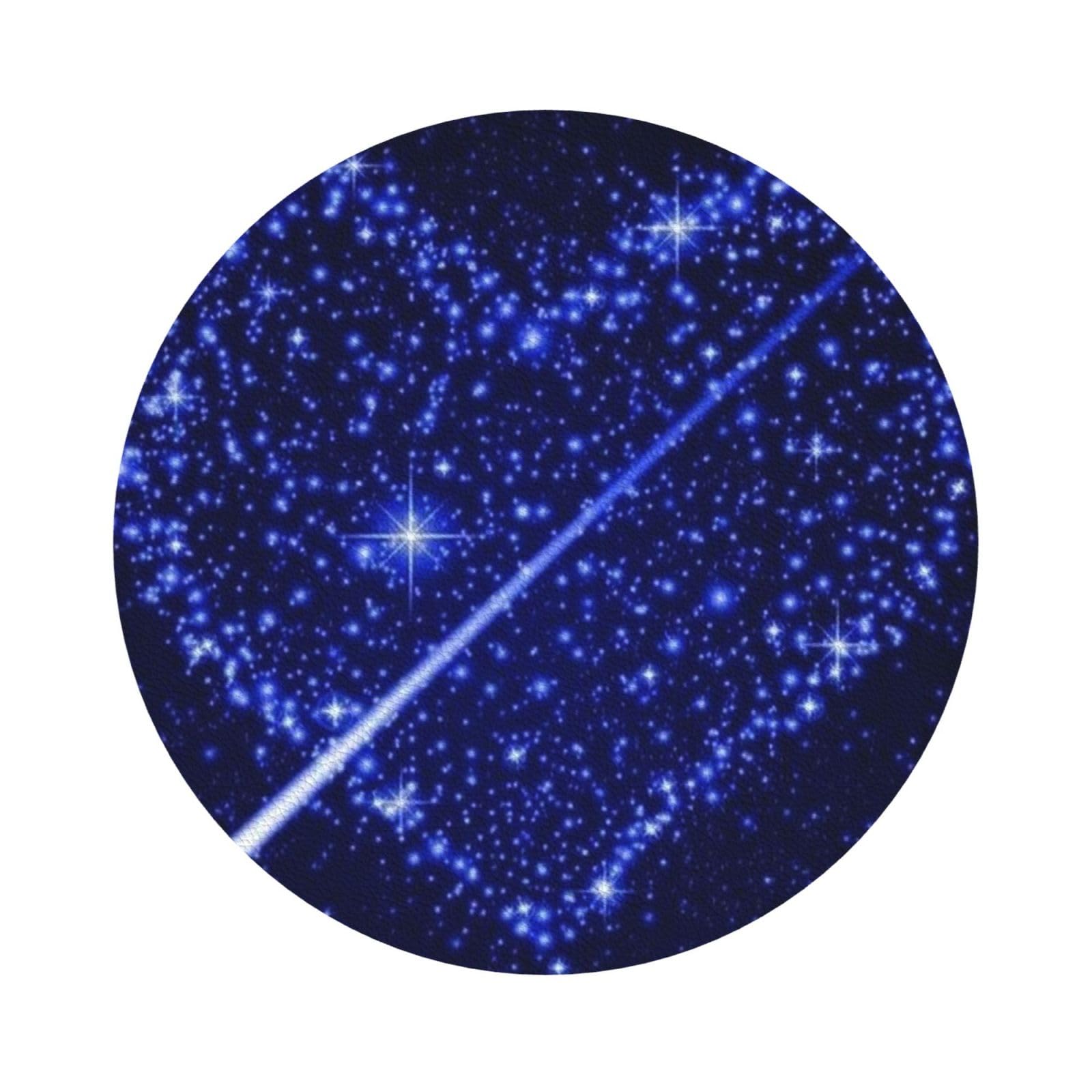 Shooting Star Heart PU Leather Coasters Set of 6 Round Drink Coasters