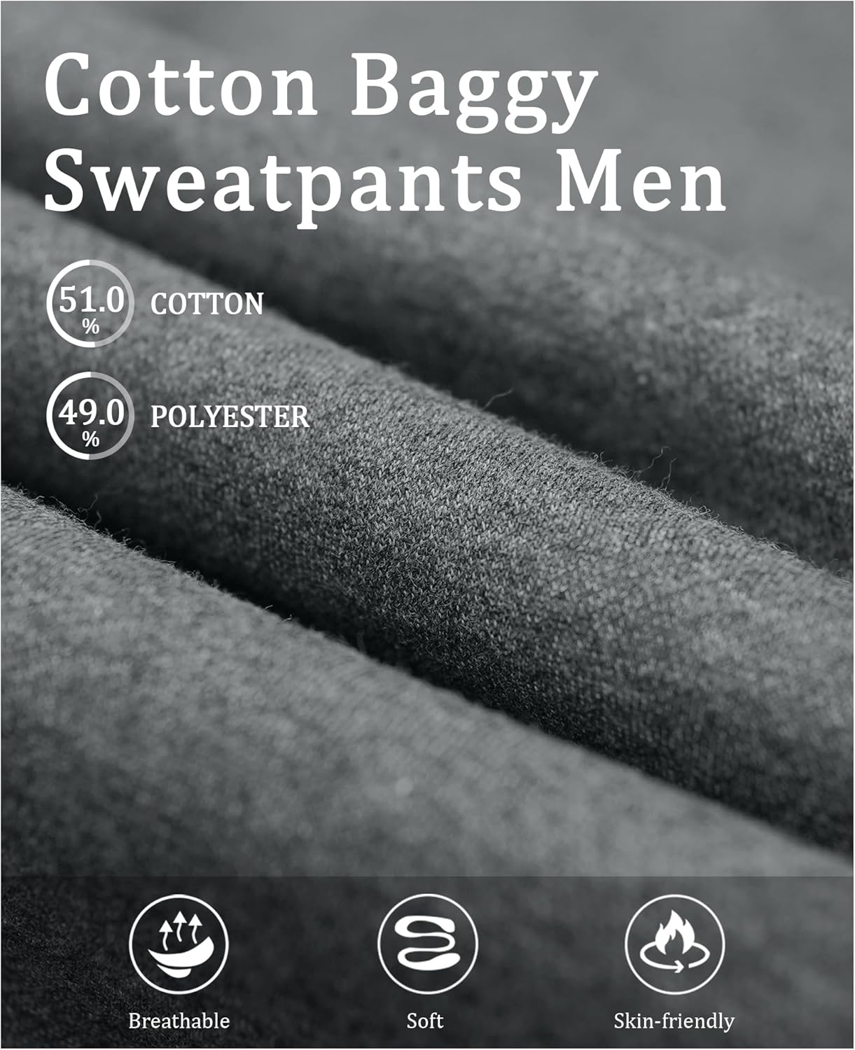 Susclude Mens Fleece Lined Baggy Sweatpants Wide Leg Mediumweight Comfy Lounge Slacks Loose Fit Track Pants Spring - Image 6