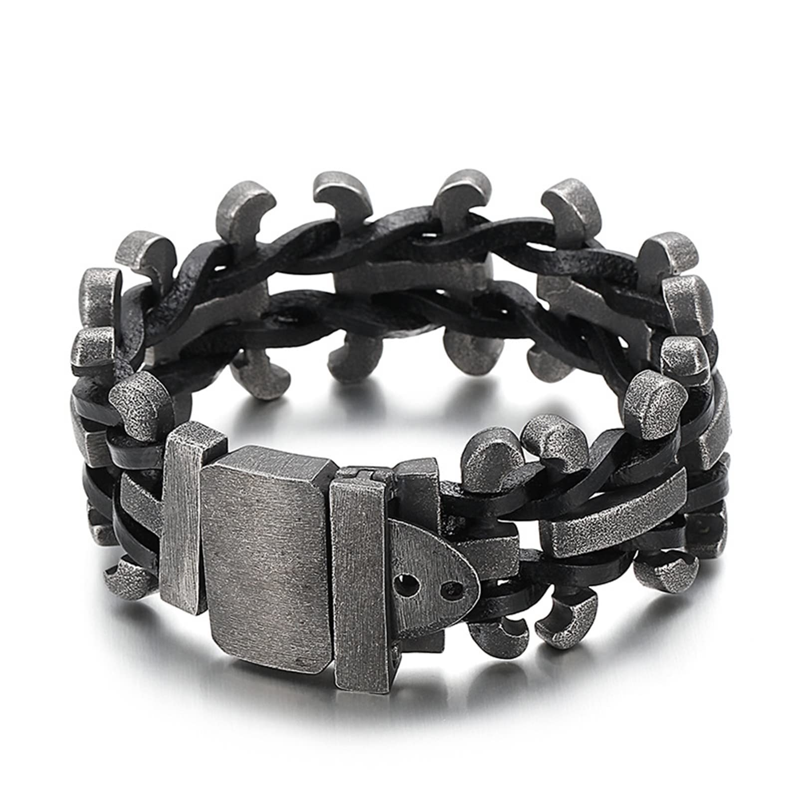 AmDxD Coppia di braccialetti personalizzati, in pelle, con chiusura magnetica, lunghezza 22 cm, Pelle sintetica, Senza zirconi