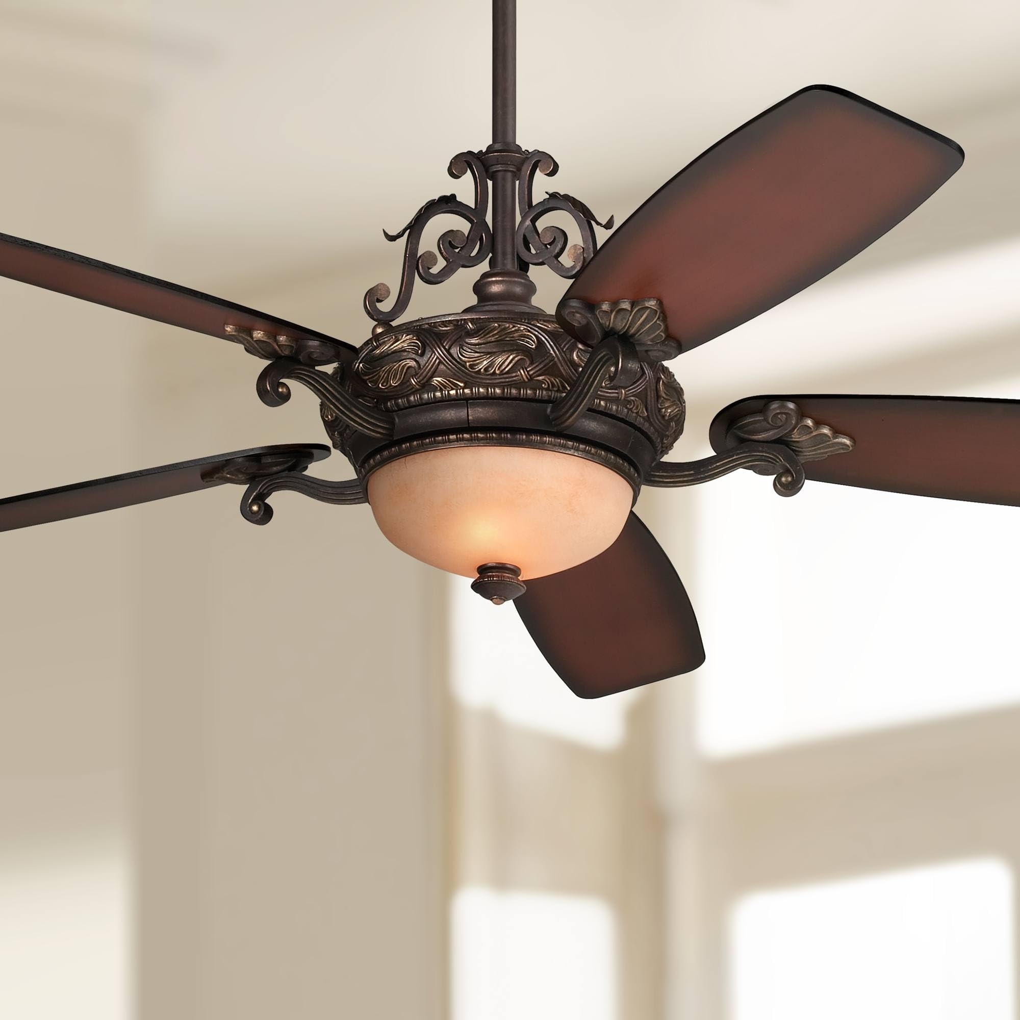 Casa Vieja 56" Casa Esperanza Vintage Antique Indoor Ceiling Fan 5 Blade LED Light Remote Control Bronze Gold Motor Brown Teak Finish Blades Bedroom