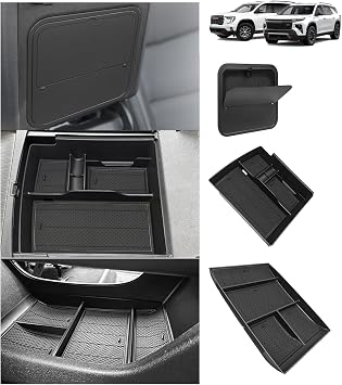 Muslogy Center Console Organizer Compatible with 2024-2026 GMC Acadia&Chevy Traverse Accessories Interior Storage Insert Tray Secret CompartmentLower Center Tray+Console Organizer+Hidden Box