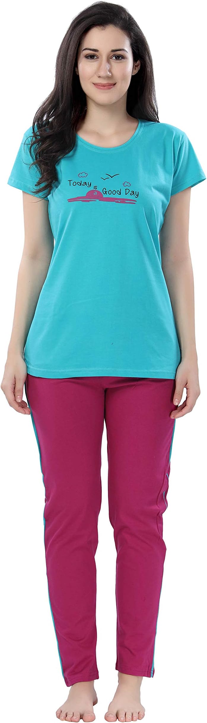 Soulemo Women's Cotton Plain/Solid Night Suit Pack of 1