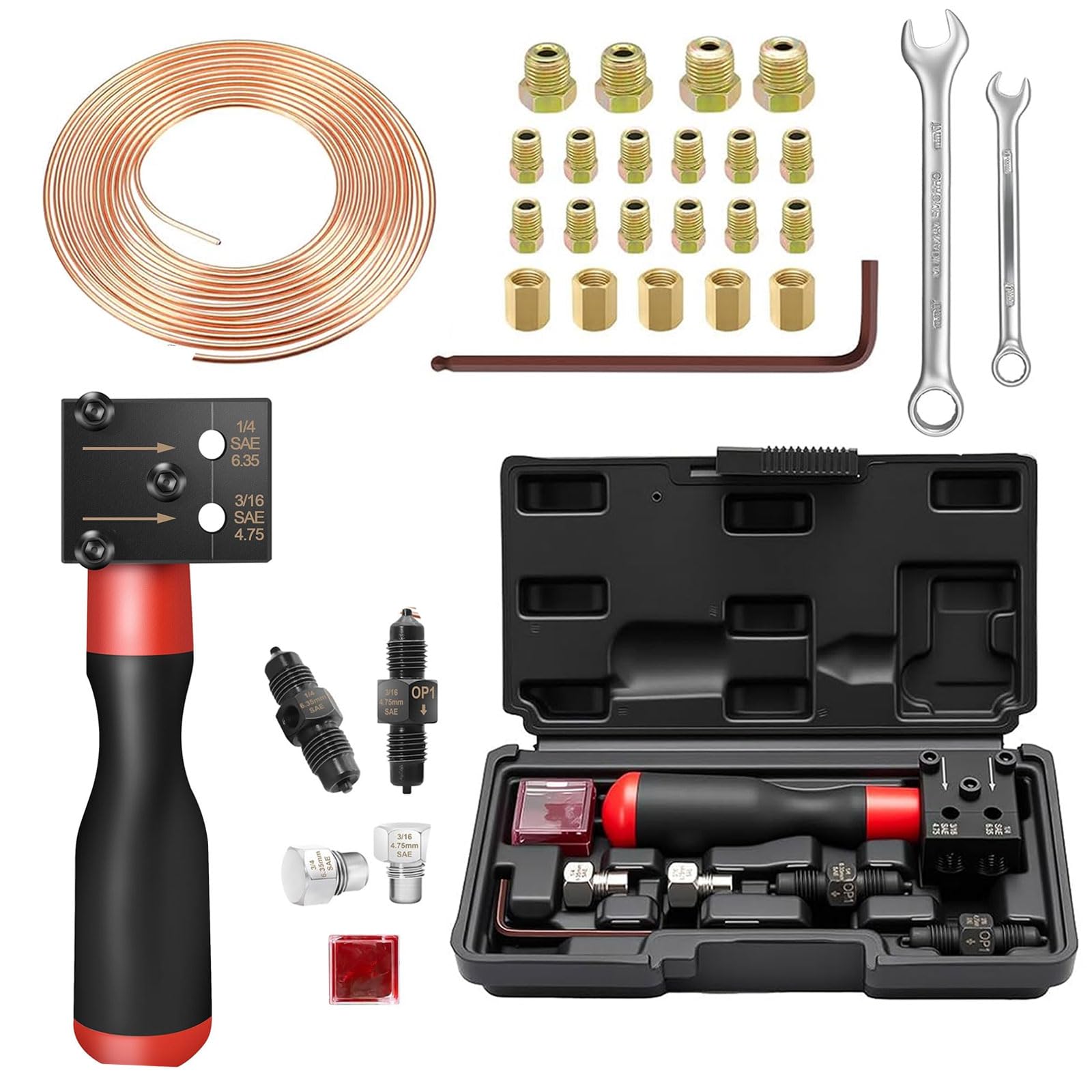 RUIZHI Conduttore del freno SAE 7,62 m Ø4,75 mm set 21 connettori chiave a cricchetto 17 mm