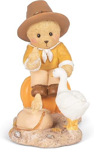 Roman Figura de Acción de Gracias de oso de Efraín con ganso de 4.7 pulgadas