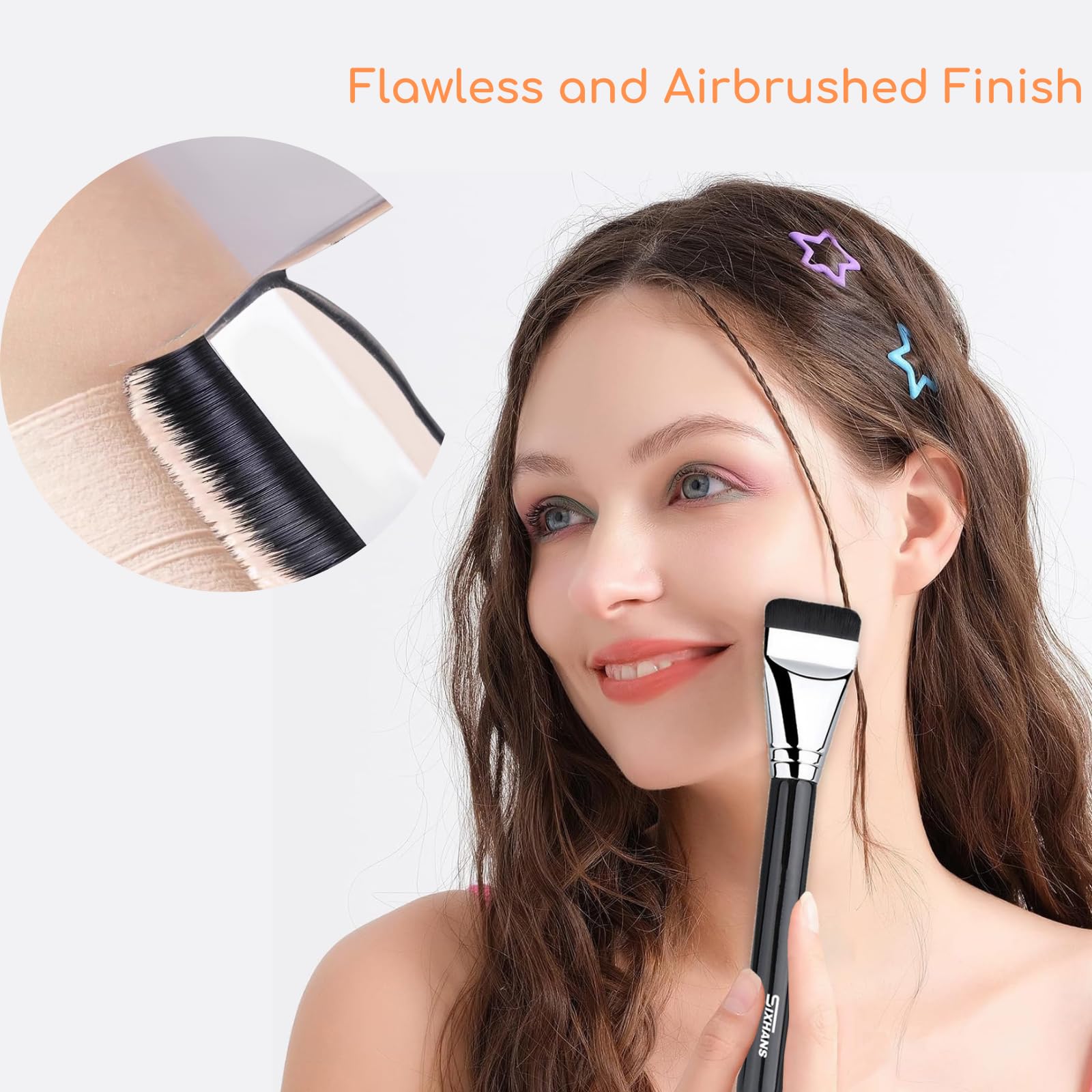 Flat Foundation Brush Rubycell Sponge & Mixing Palette Makeup Tool Couple Set- Ideal for Liquid Foundation,Ultra-Soft Seamless Blender for Flawless Natural Makeup,Minimized Absorb, Long-Lasting