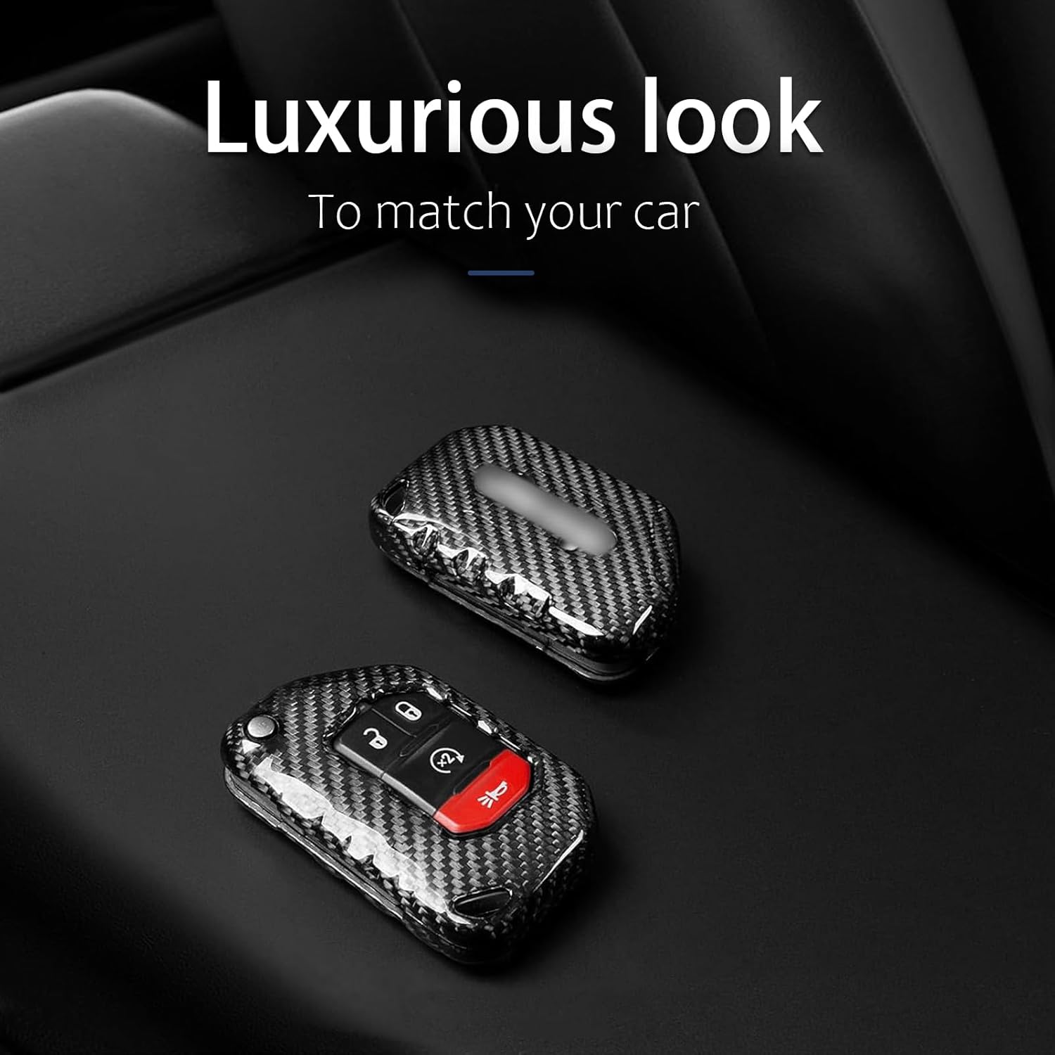 T-carbon Real Glass Fiber Key Fob Cover Compatible with Jeep Wrangler JL JLU Rubicon Sahara JLU Gladiator JT Remote Control Key Accessories 2018-2025,Key Fob Protector Fits for Jeep,Silver Black