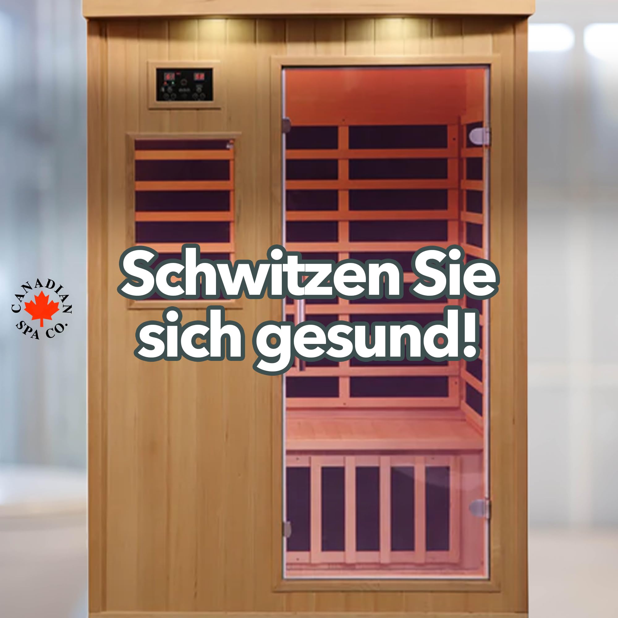 CANADIAN SPA CO. Tremblant Infrarot Sauna für 2 Personen, Sauna mit Glastür, Bluetooth-Audio und LED-Beleuchtung, Sauna aus Holz für Zuhause