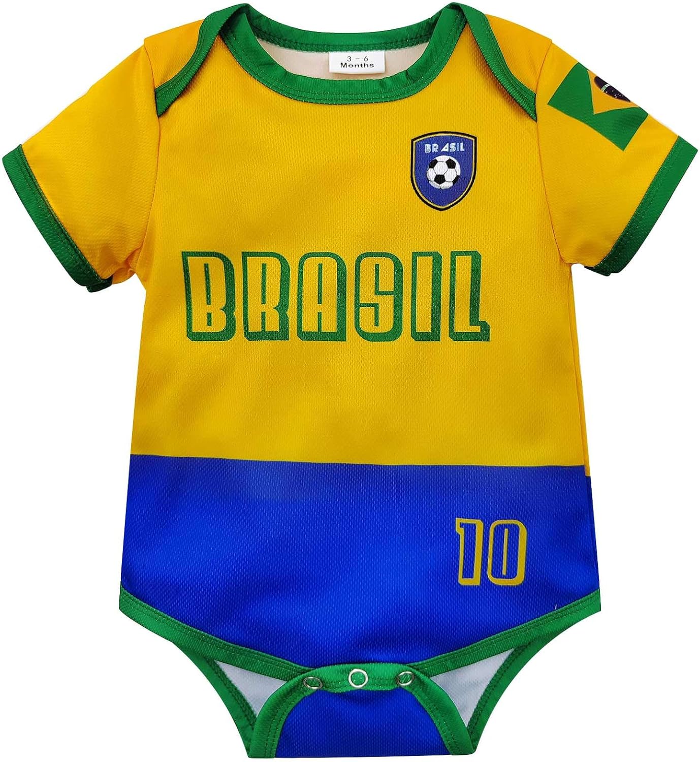 Baby Soccer Bodysuit Jersey Brazil Soccer Romper Outfit for Boys & Girls Football Shirts Clothes for Brazilian Fans