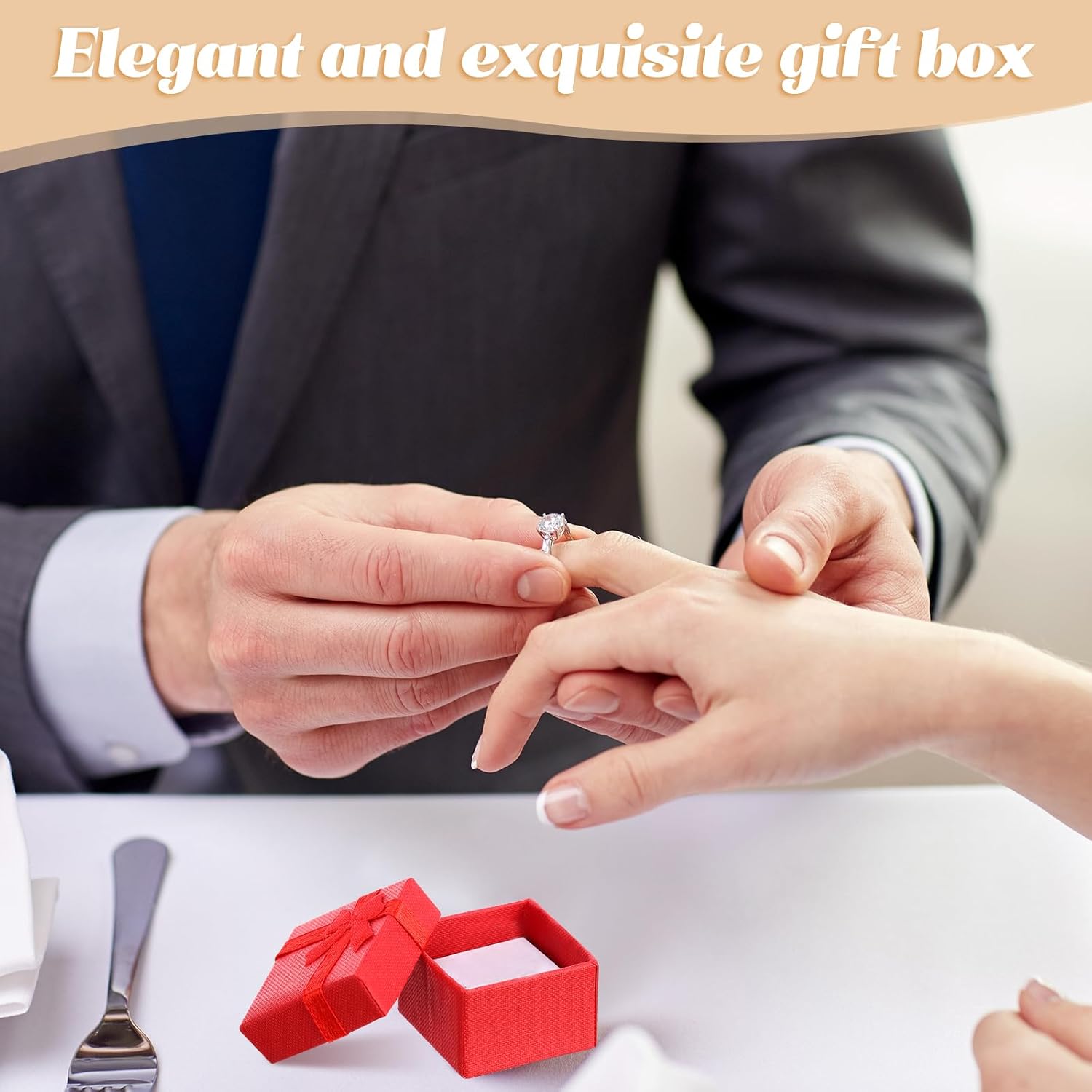 160 Pcs Ring Gift Box with Ribbon Bow Cardboard Jewelry Gift Box for Proposal Wedding Birthday Earring Display(Mix Color) - Image 3