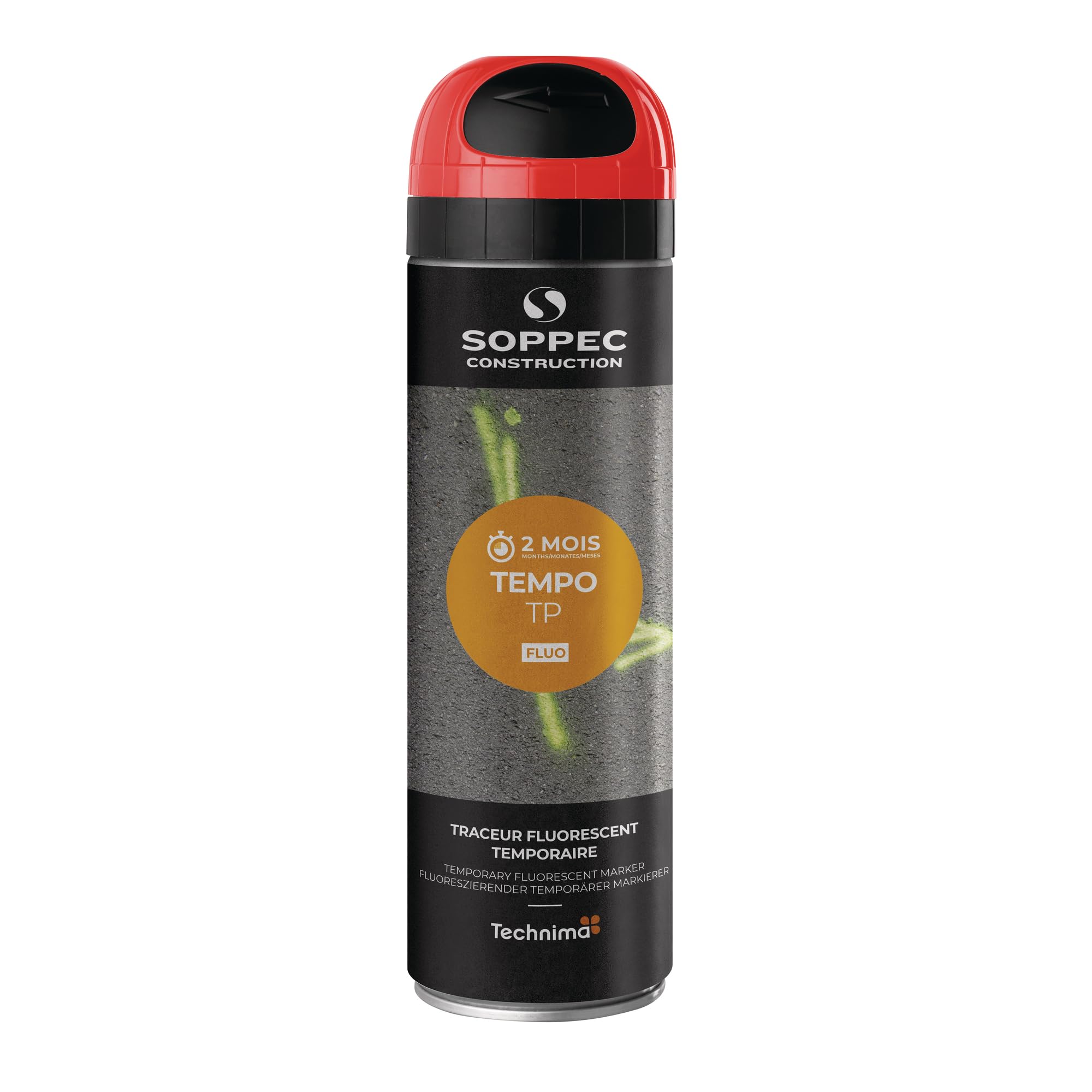 Soppec Red Tempo Tp Temporary Short Term Marking Survey Spray Paint 500Ml