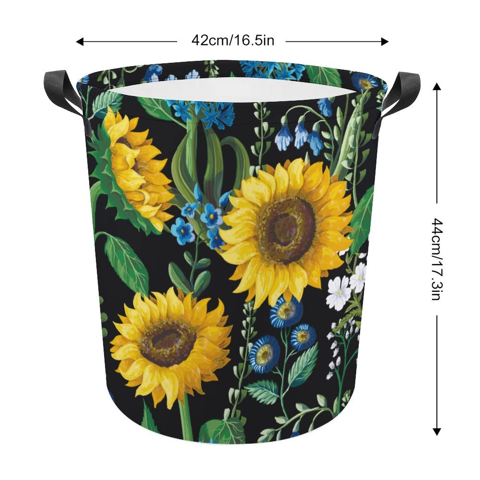 Plants Sunflowers Laundry Basket with Handles Small Foldable Baby Laundry Basket Organizer Waterproof Laundry Hamper Kids Nursery Hamper Clothes Washing Bin Toy Bins Gift Baskets