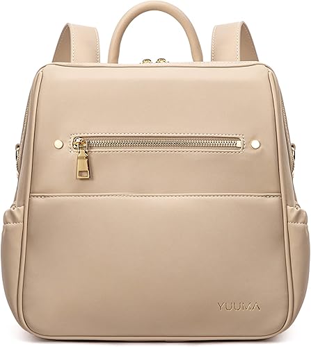 YUUMA Mini mochila para pañales, bolsa minimalista con material de cuero vegano de primera calidad con 7 bolsillos interiores y 5 bolsillos