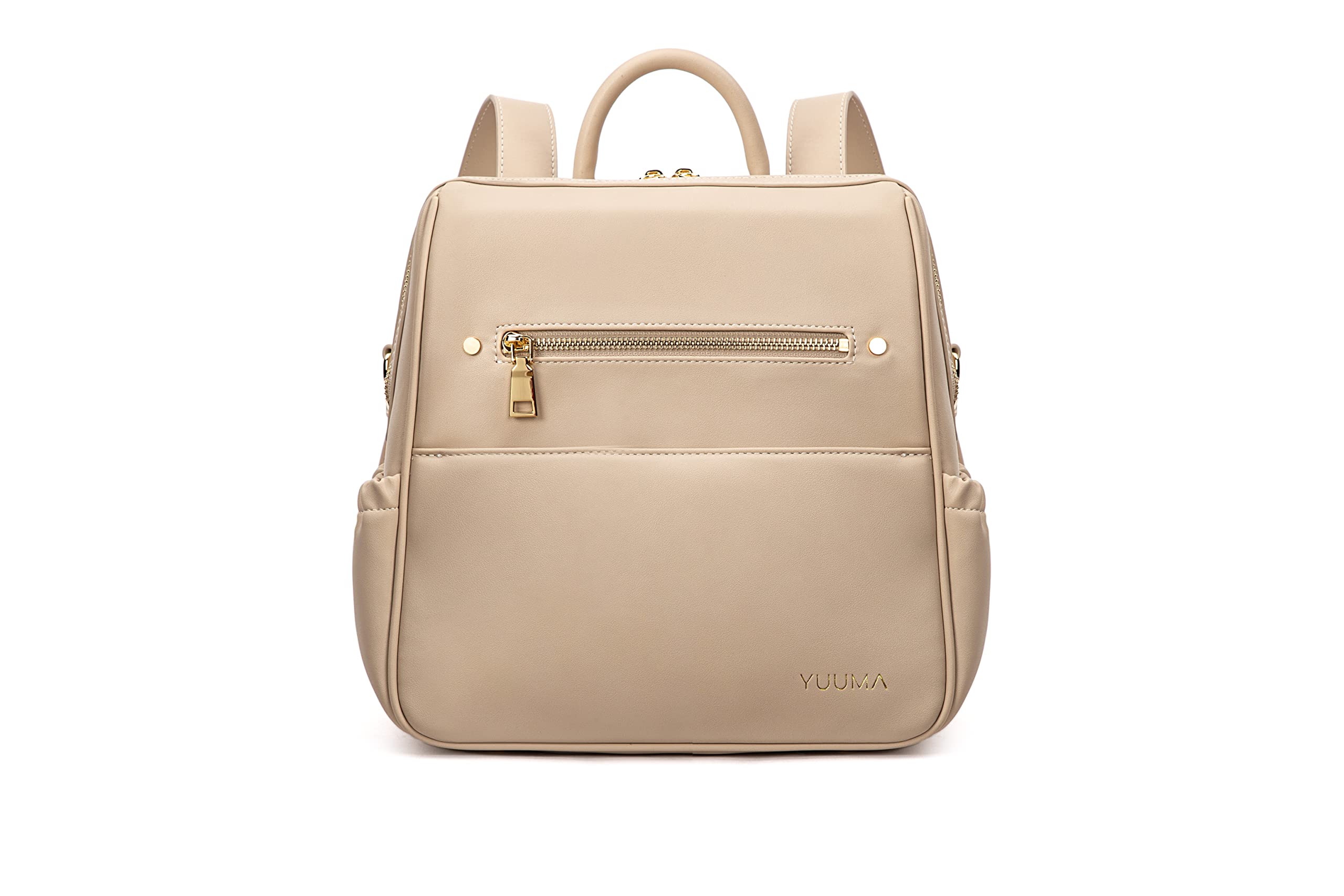 Mini Diaper Bag Backpack-Minimalist bag With Premium Vegan Leather Material  With Interior and External Pockets (Ivory)