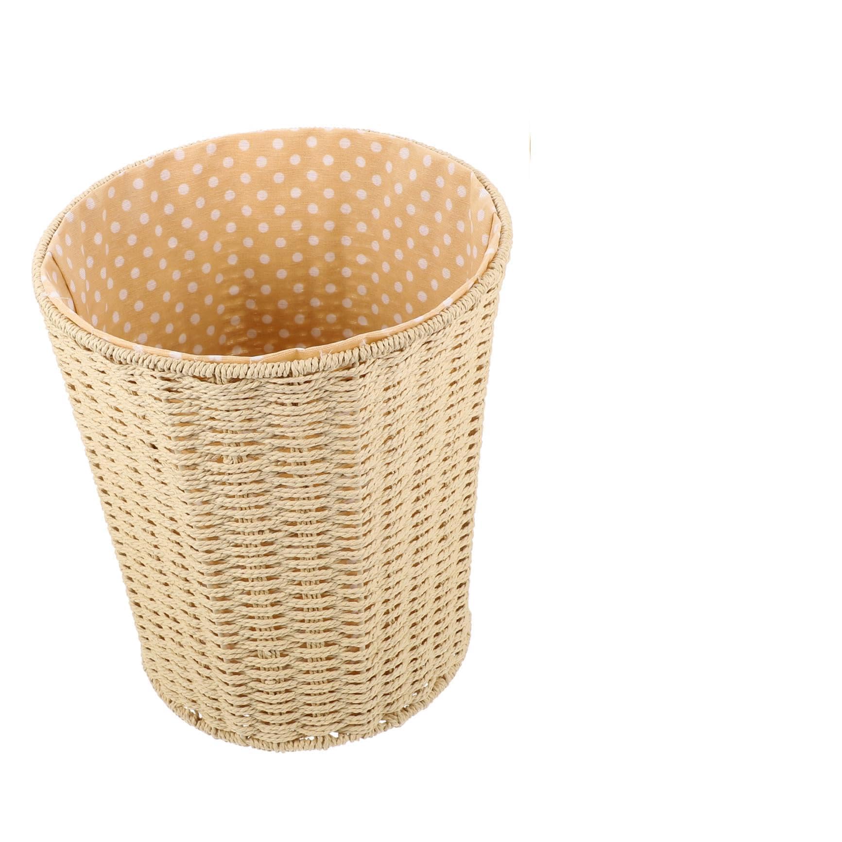 Operitacx Geflochtener Mülleimer aus Rattan in Beige, Leicht und Stabil | Mehrzweckkorb mit Einfacher Form, Handgewebt für Haushalt und Hotel, Ländlicher Stil Zufälliger Stil