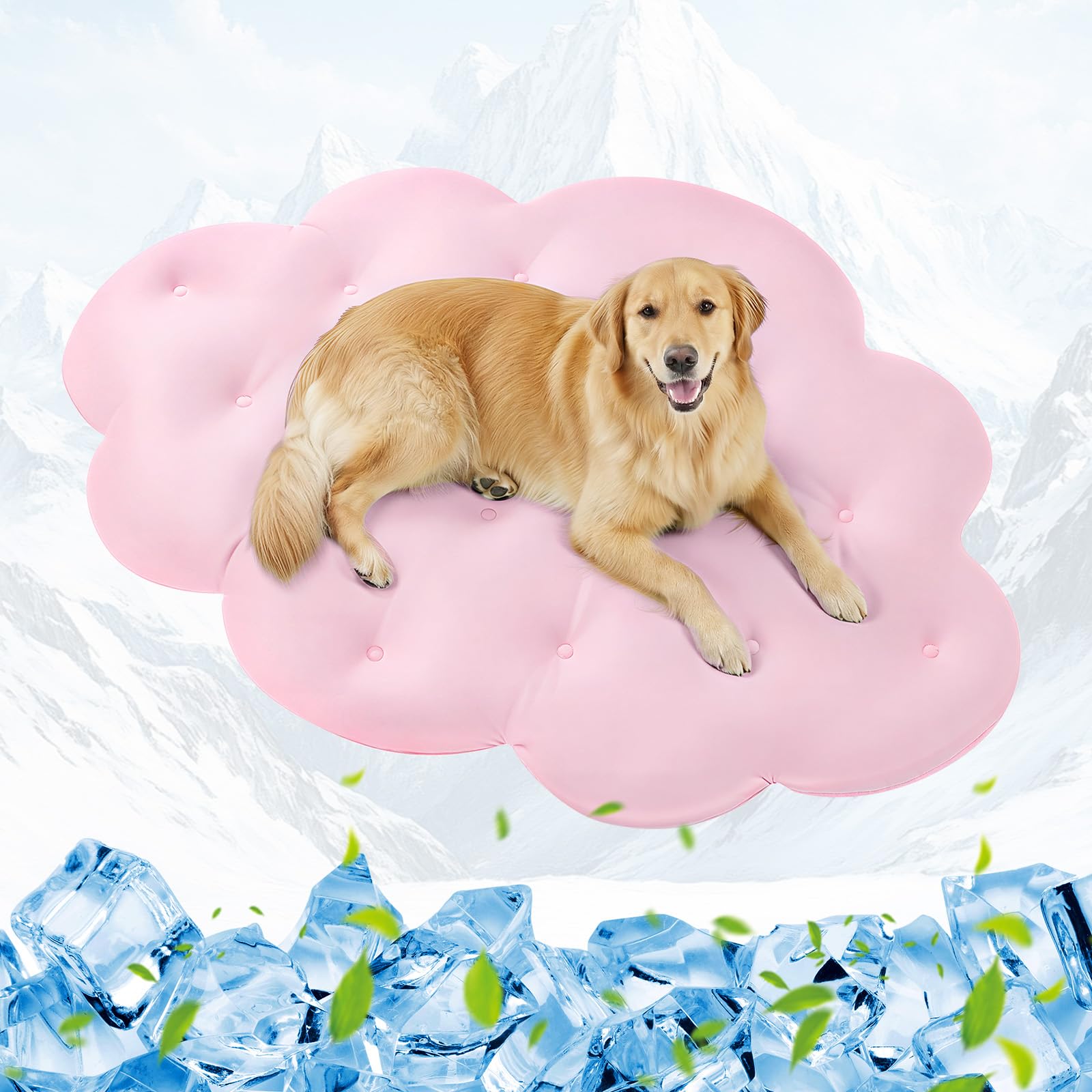 Alfombrilla Refrescante para Perros 135 × 100 cm Extra Grande, Q-MAX>0,4 Esterilla Auto-Refrigerante, Doble Cara Frío & Cálido para Verano Jaula, Lavable, Cama Fresca Gatos, Sin Gel, Rosa