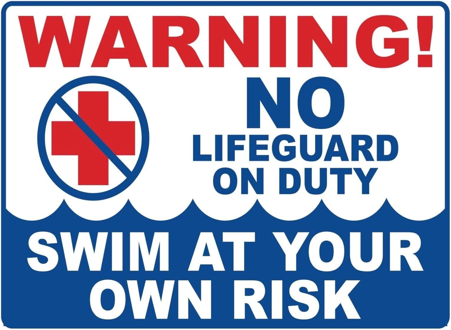 Great American Signs NO Life Guard ON Duty - Sign- #PS-511/12.Large