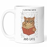 Big Data And Cats Mug - Science Coffee Cup - Analytics Funny Gift From Lovers - Research Tea Mugs - Technology Enthusiast Cups - 11 Oz Ceramic Gifts For Owners, Birthday, Him, Her, Christmas