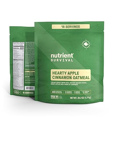 Nutrient Survival MRE Avena, abundante manzana y canela (18 porciones) liofilizado y suministro de alimentos de emergencia, 40 nutrientes disponible en Yaxa Venezuela