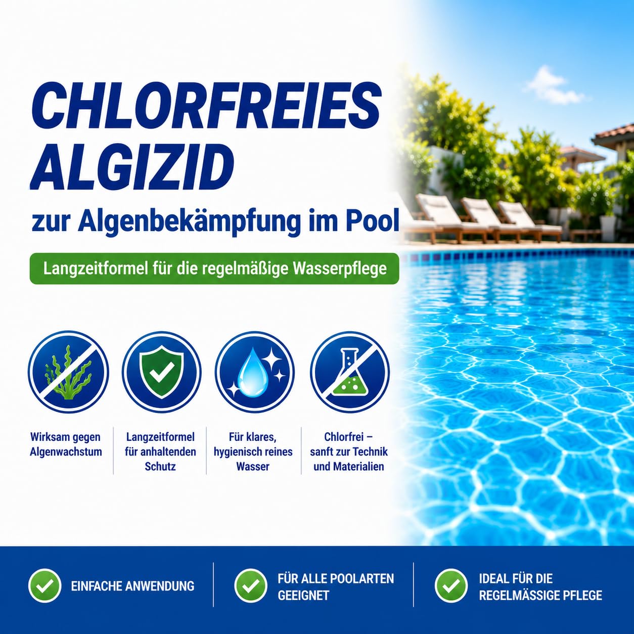 HERRLAN® ALGEN Stop PRO - 5 Liter Algenvernichter für Pool & Schwimmbad | Chlorfreies Algizid zur Algenbekämpfung im Pool, Langzeitformel für die regelmäßige Wasserpflege.