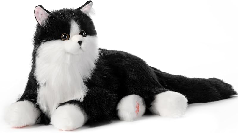 Chongker Animales de peluche realistas de gato robot compañero para personas mayores | Gato robótico hecho a mano con voz interactiva, latidos del corazón y ronroneo, con el nombre personalizado de su querida mascota para calmar las emociones de las personas mayores