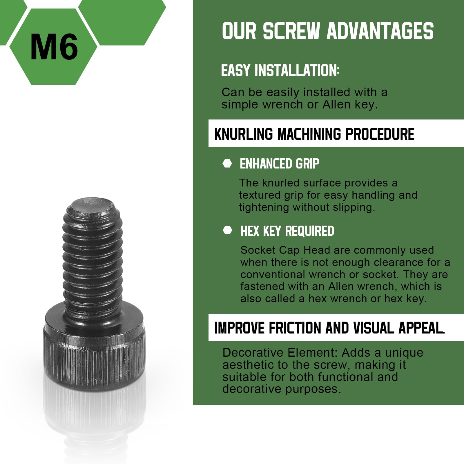 uxcell Hex Socket Bolts (M6-1x12), Grade 12.9 Carbon Steel Hex Socket Drive Screws, Black, 40 Pcs, M6-1x12mm - Image 3
