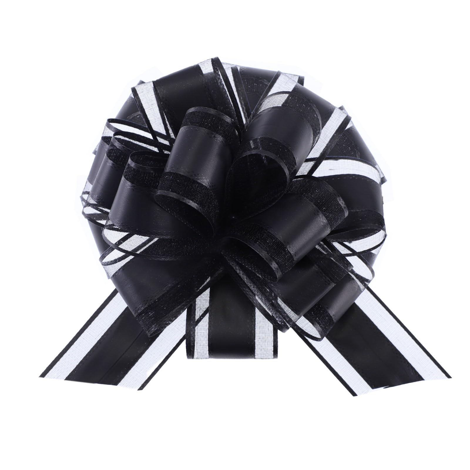 12 Pieces Black Pull Bow Wrapping Pull Bow Ribbon Pull Bows for Wedding Baskets,6 Inches Diameter Gift Bows, Large Bows for Presents.