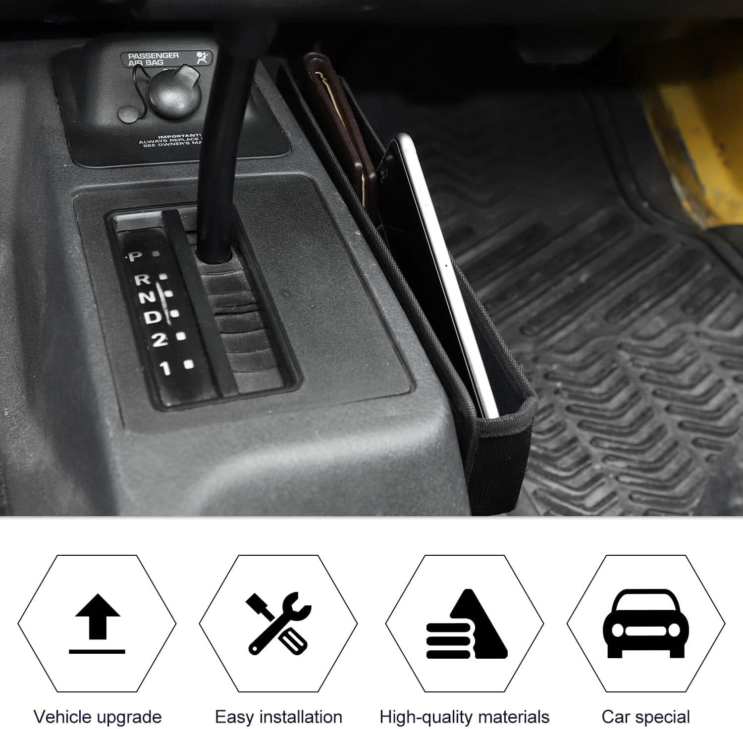 RT-TCZ Gear Shift Storage Bag Center Console Side Organizer Co-Pilot Seat Side Organizer Interior Accessories for Jeep Wrangler TJ 1997-2006