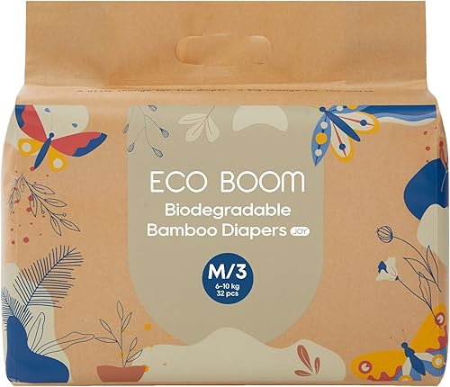 ECO BOOM Pañales de la talla 3, pañales de viscosa de bambú, sostenible, embalaje de papel