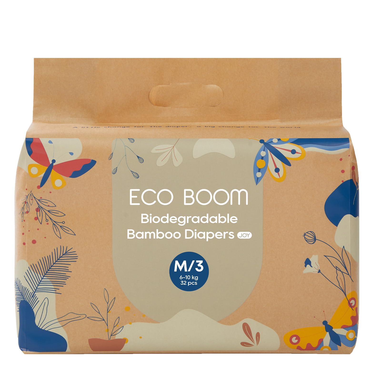 ECO BOOM Size 3 Diapers, Bamboo Viscose Diapers, Sustainable, Paper Packaging