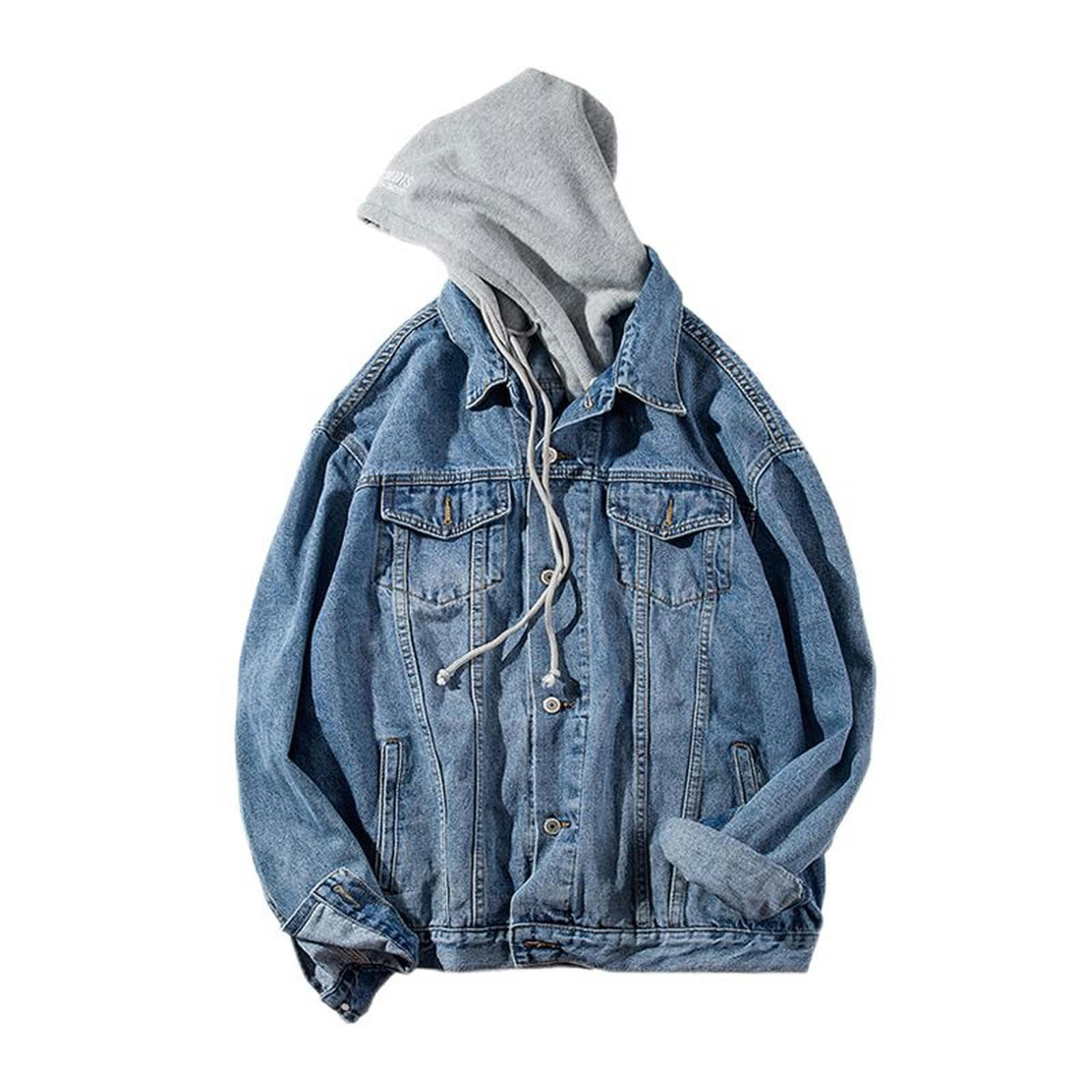 AYAZER Giacca in denim con cappuccio stile Hong Kong da uomo ampia giacca Harajuku versatile in stile coreano