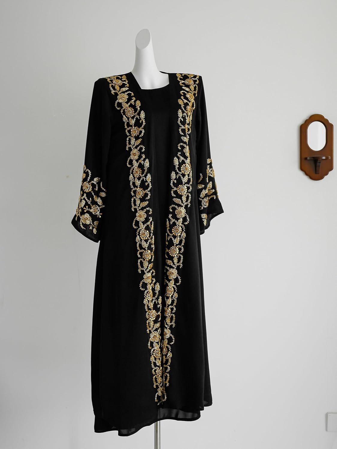3 Piece Abaya Set Women Gold Sequin Beaded Cardigan Hijab Dubai Kaftan Muslim Evening Gown Eid Wedding
