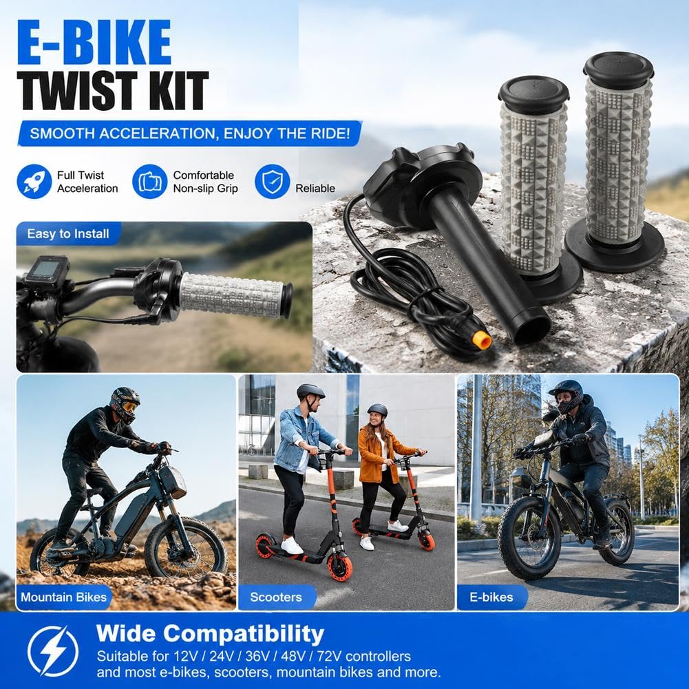 Ebike - Acelerador de giro completo para Lectric XP4 Macfox X1 HappyRun Freego, kit de agarre del acelerador estilo Surron de 3 pines, 12 V-72 V, compatible con HappyRun Freego Heybike Electric Dirt
