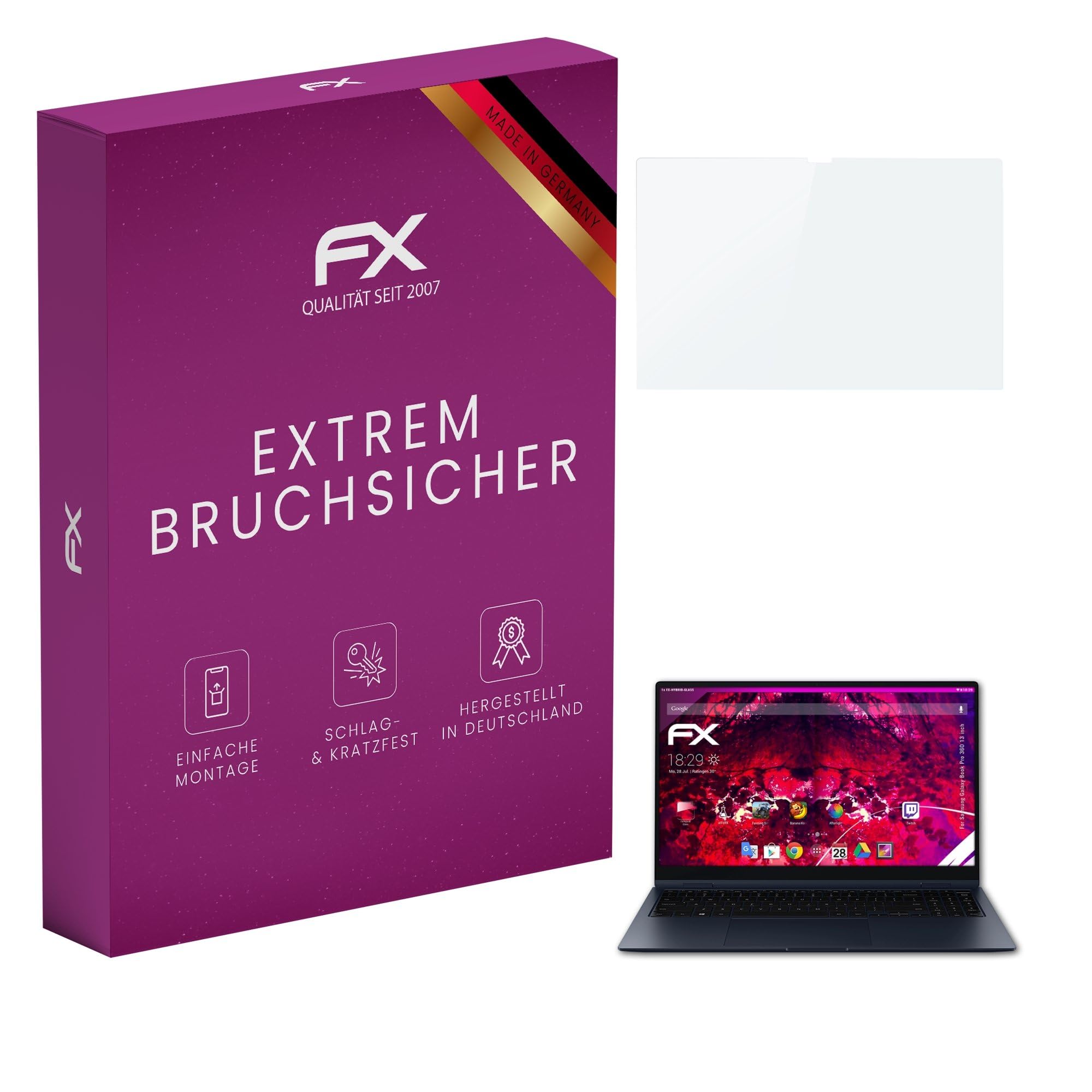 atFoliX Plastic Glass Protective Film compatible with Samsung Galaxy Book Pro 360 13 inch Glass Protector, 9H Hybrid-Glass FX Screen Protector