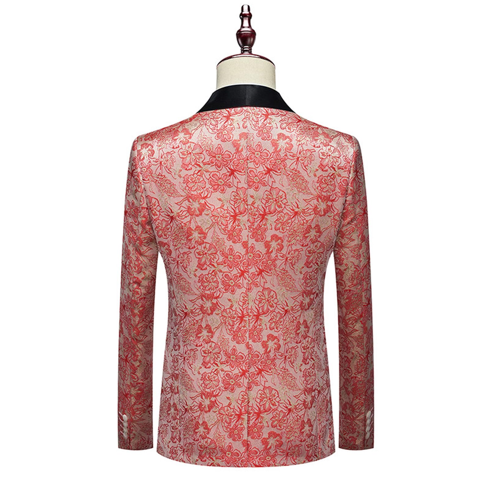 Costume 3 pièces pour homme - Motif cachemire - Jacquard - Smoking - Pour mariage, marié, blazer, pantalon et gilet