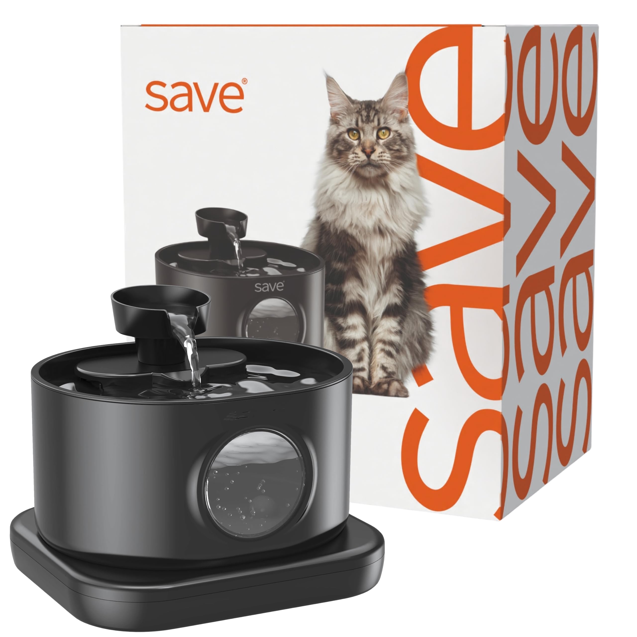 SAVE Fuente de agua automática para gatos y perros con capacidad de 2,8 l y sensor de movimiento, batería de 5200 mAh, filtro de carbón activo, fuente silenciosa para mascotas, USB-Tr